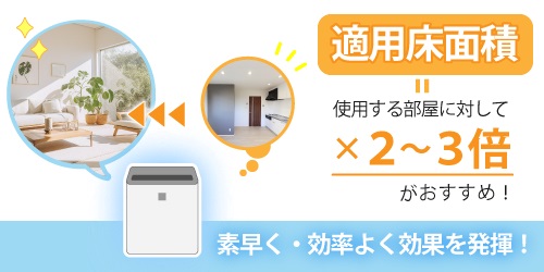 適用床面積は使用する部屋に対して2~3倍のモデルがおすすめ